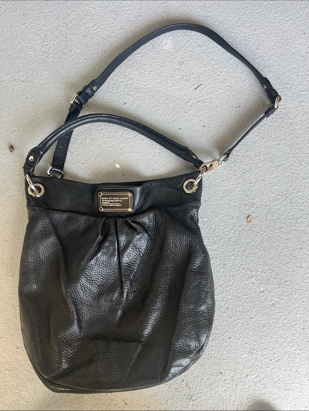 Marc by Marc Jacobs Classic Q Hillier Black Pebbled Leather Hobo Shoulder Bag